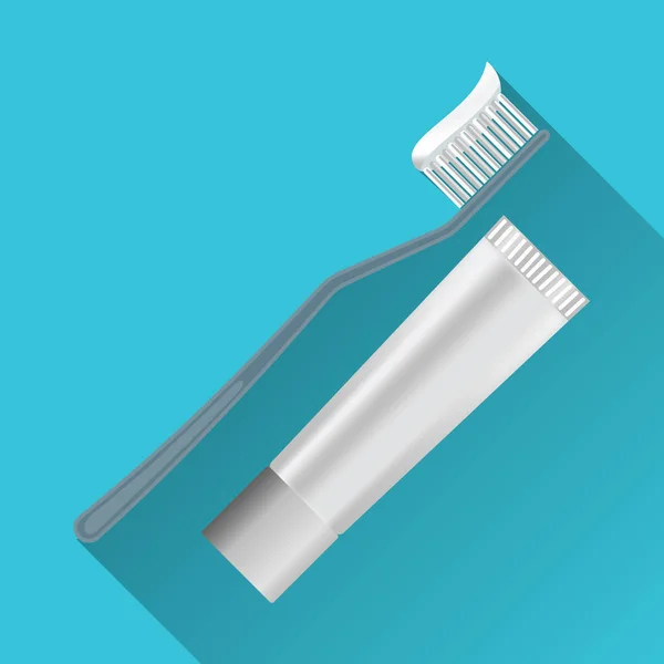 Zahnbürste Mit Zahnpasta Auf Grünem Hintergrund — Stockvektor