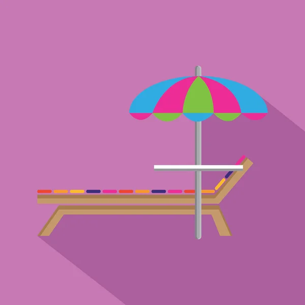 Illustration Vectorielle Chaise Plage Avec Chaises Longues Parasol — Image vectorielle