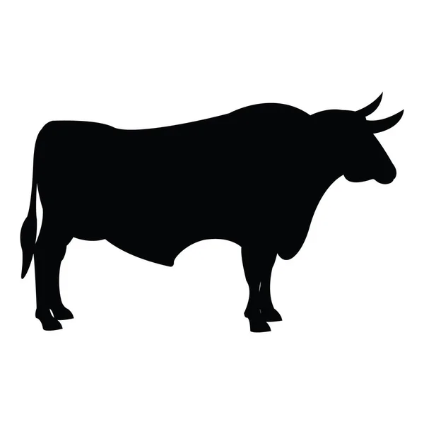 Silueta Vaca Aislada Sobre Fondo Blanco — Vector de stock