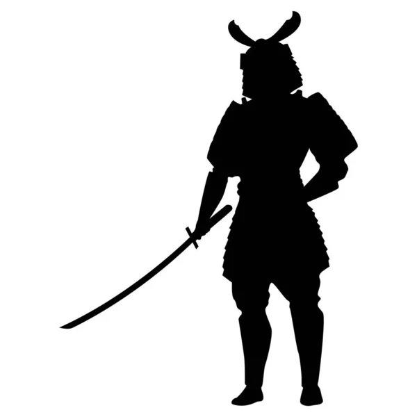 Silhouette Eines Ritters Mit Schwert — Stockvektor