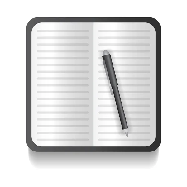Σημειωματάριο Εικονίδιο Στυλό Λευκό Φόντο — Διανυσματικό Αρχείο