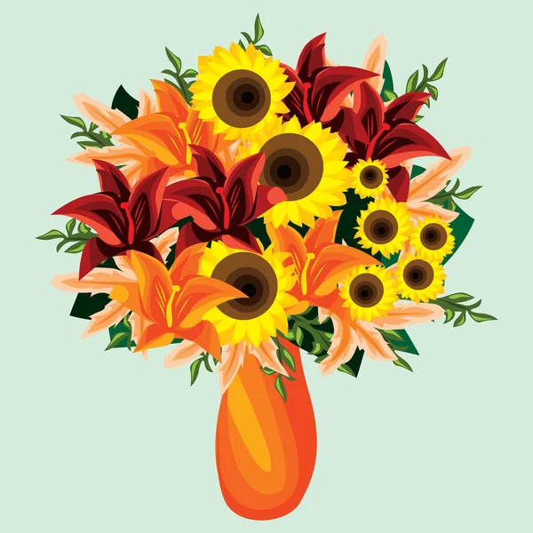 Boeket Van Bloemen Vector Illustratie — Stockvector