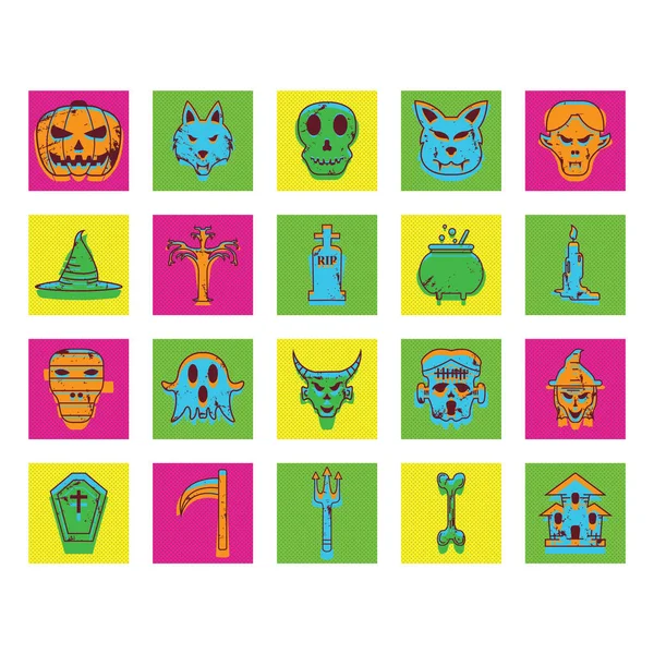 Halloween Fête Affiche Icônes Ensemble — Image vectorielle