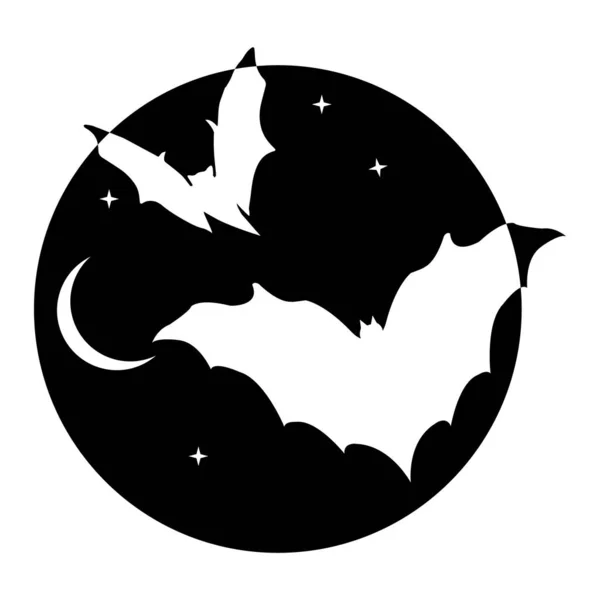 Halloween Νυχτερίδα Σιλουέτα Απομονώνονται Λευκό Φόντο — Διανυσματικό Αρχείο