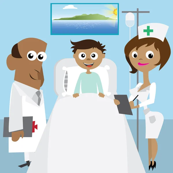 Arzt Und Krankenschwester Mit Stethoskop Und Lächelnd Krankenhaus — Stockvektor