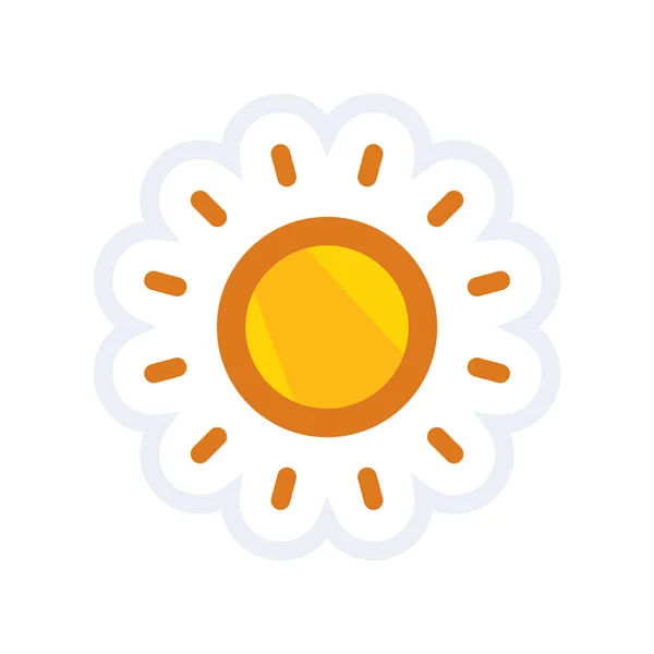 Εικονίδιο Ήλιου Επίπεδο Στυλ Απομονωμένο Λευκό Φόντο Καλοκαίρι Σύμβολο Διανυσματική — Διανυσματικό Αρχείο