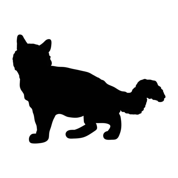 Silhueta De Gato Preto. Entregue A Ilustração Do Desenho Isolada No Fundo  Branco. Ilustraciones svg, vectoriales, clip art vectorizado libre de  derechos. Image 32380543