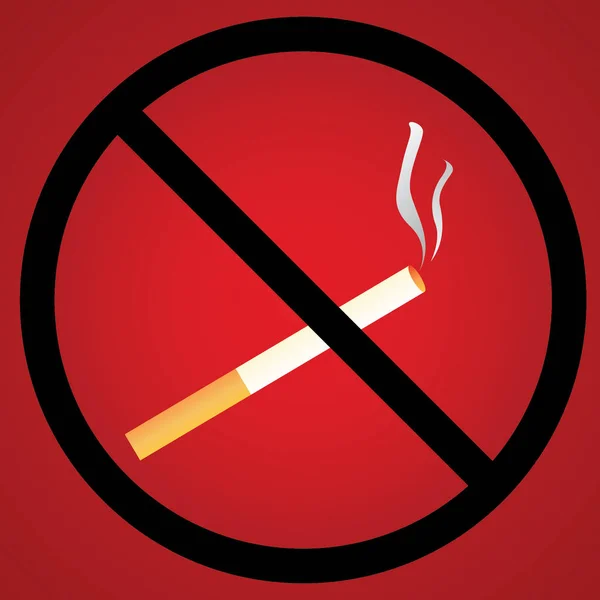 Smoking Sign Red Background — Stock Vector