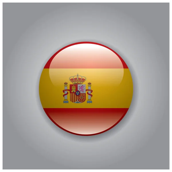 Ilustração Vetorial Botão Com Bandeira Espanha — Vetor de Stock