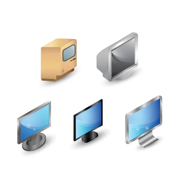 Vector Illustration Different Computer Icons — Stock Vector