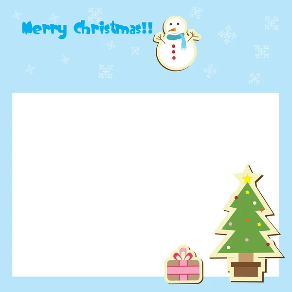 Carte Noël Avec Bonhomme Neige Cadeau — Image vectorielle