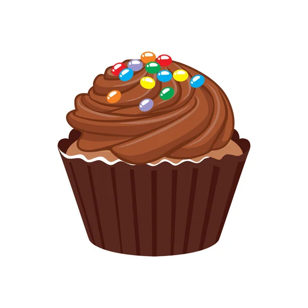 Delicioso Cupcake Com Ilustração Vetorial Chocolate — Vetor de Stock