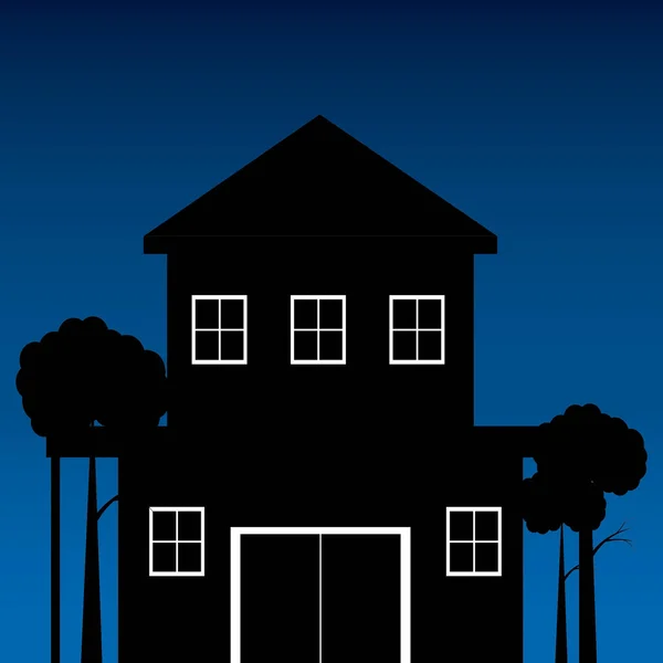 Illustration Vectorielle Une Maison Sur Fond Noir — Image vectorielle