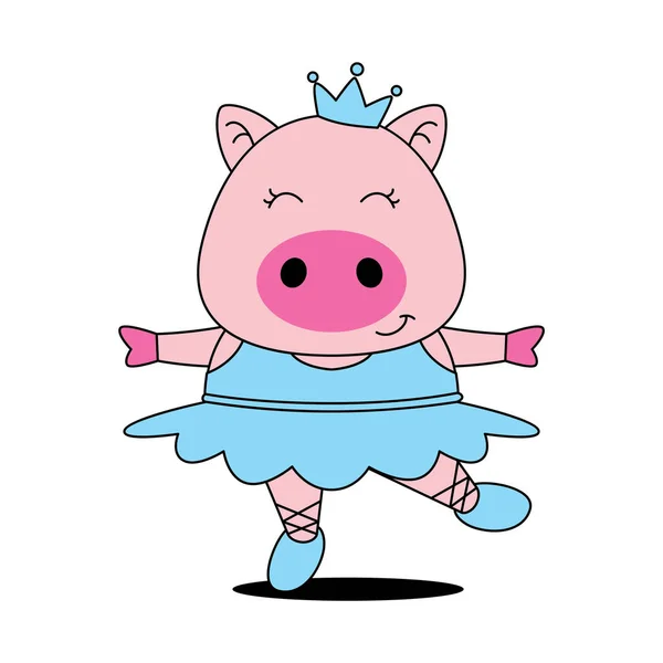 白色背景的可爱卡通猪 — 图库矢量图片
