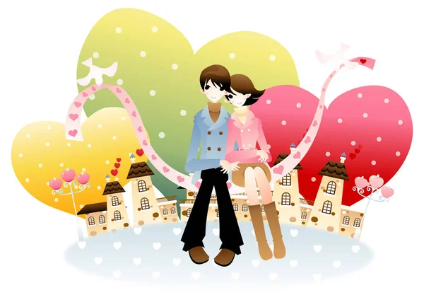 Girl Winter Clothes Heart — Stock Vector