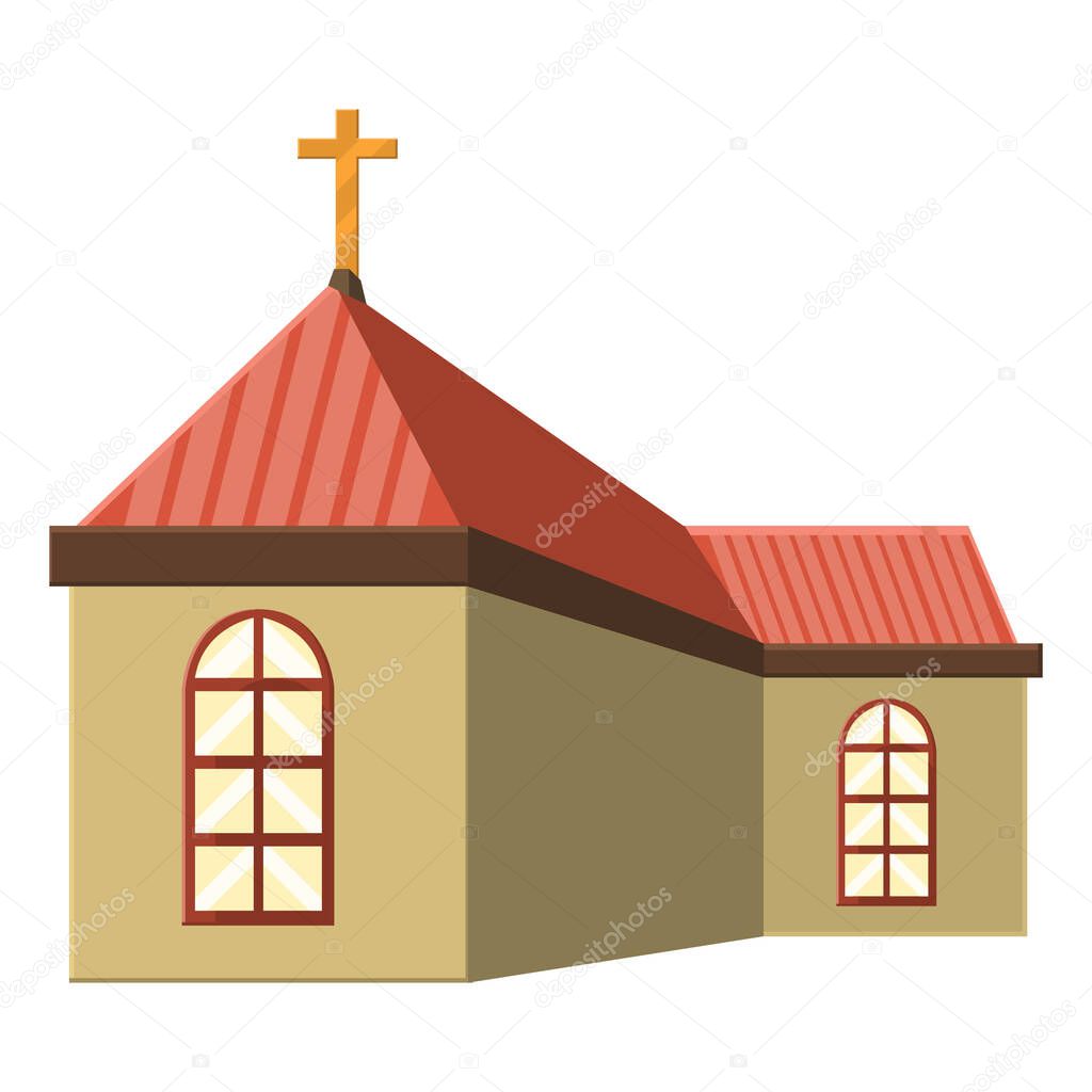 church icon in cartoon style isolated on white background. religion symbol vector illustration.