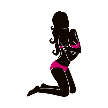 Bikinili bir kadının silüeti.