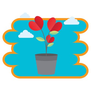 Bir saksıdaki çiçeğin vektör illüstrasyonu