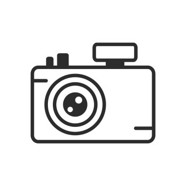 Kamera simgesi. Web için fotoğraf merceği vektör simgelerinin düz çizimi