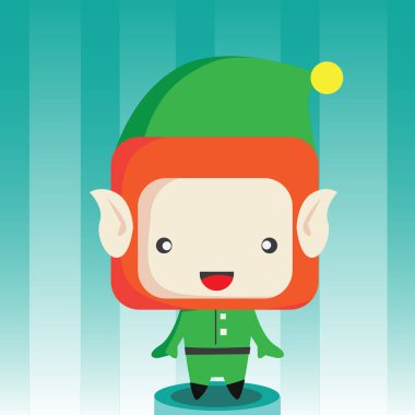 Bir noel elfinin çizgi film karakterinin vektör çizimi
