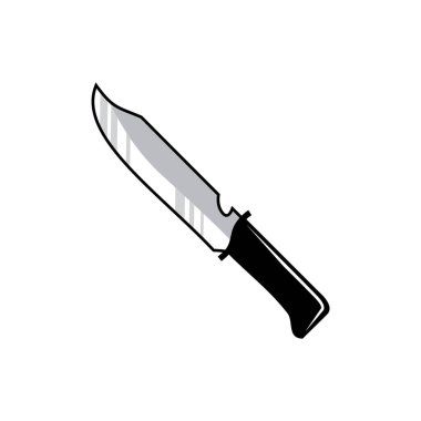 Beyaz arka planda siyah şekilli bıçak ikonu. avlanma sembolü çizimi.
