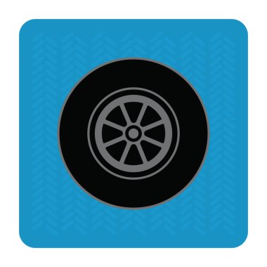 İzole edilmiş tek bir araba tekeri simgesinin vektör çizimi