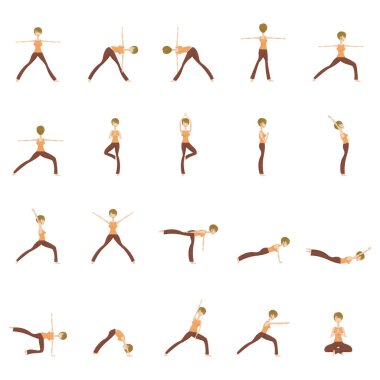 Yoga yapan kız renk vektörü çizimi yapıyor