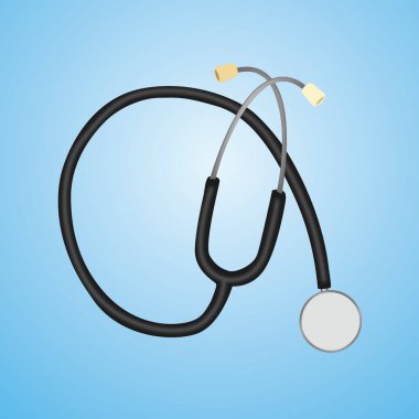 Mavi arka planda steteskop. vektör illüstrasyonu.