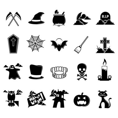 Cadılar Bayramı simgeleri ayarlandı. tasarım için siyah siluet koleksiyonu
