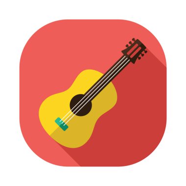 Gitar ikonu. Web için elektronik bas vektör düğmesinin düz çizimi