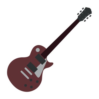 Beyaz arkaplanda karikatür tarzında bir gitar simgesi izole edildi. müzik enstrümanı vektör illüstrasyonu.