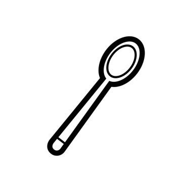 Basit siyah beyaz kaşık silueti 