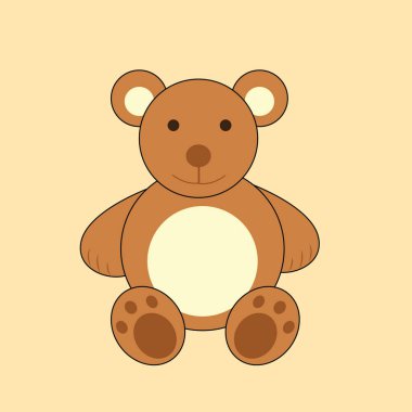 Bej arka planda oyuncak ikonu olan oyuncak ayı. vektör illüstrasyonu