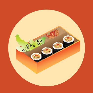Çubuklu suşi ve Japon yemeği.