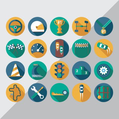 Gölgeli düz simgelerin vektör kümesi