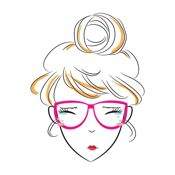 Dívka Dlouhými Vlasy Růžových Šatech — Stockový vektor