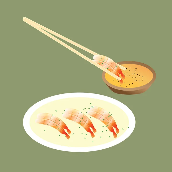 Comida Japonesa Sushi Ícone Vetor Ilustração Gráfico Design — Vetor de Stock