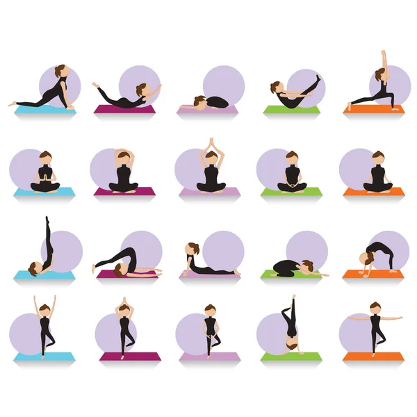 Ragazza Che Pratica Yoga Colore Vettoriale Illustrazione — Vettoriale Stock