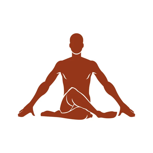 Beyaz Arka Planda Yoga Yapan Bir Adamın Silüeti — Stok Vektör
