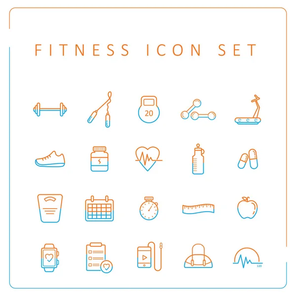 Fitness Conjunto Ícones Estilo Vida Saudável Ilustração Vetorial — Vetor de Stock