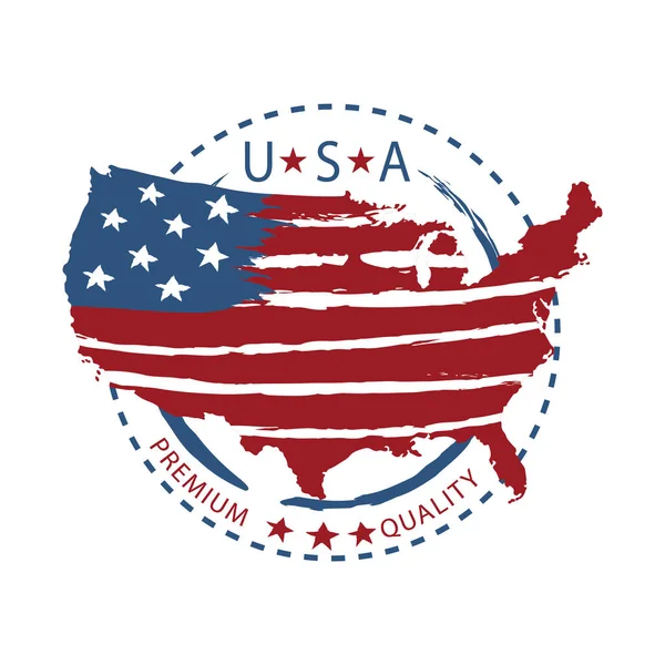 Usa Mappa Con Bandiera Degli Stati Uniti America Illustrazione Vettoriale — Vettoriale Stock