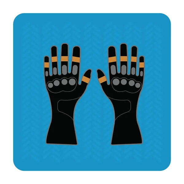 青の背景に手袋のアイコンと手のペア ベクターイラスト — ストックベクタ