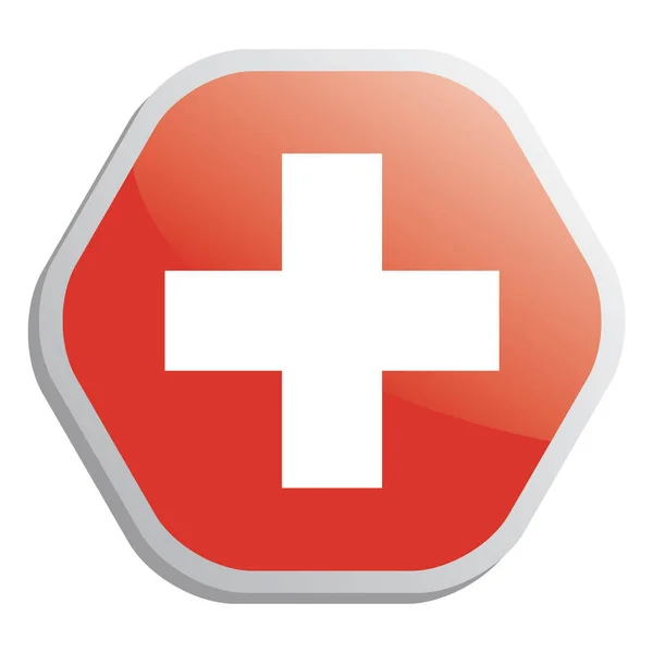 Switzerland Flag Button White Background — Stock Vector