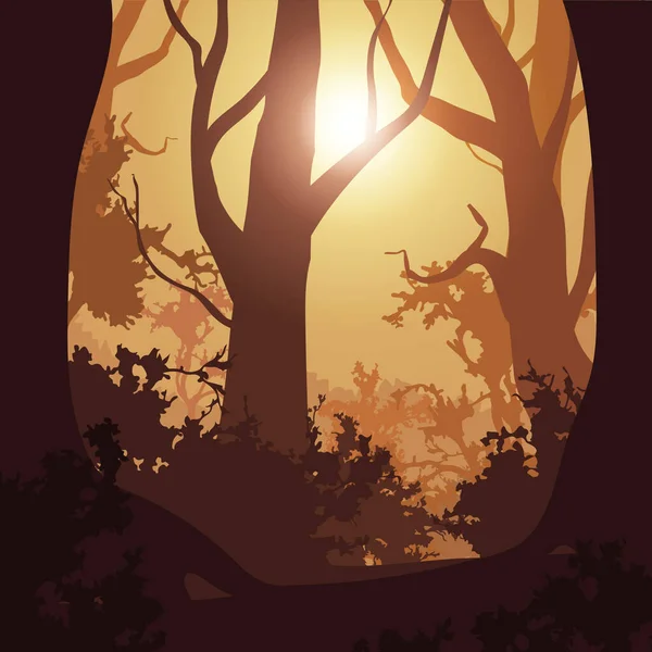 Διανυσματική Απεικόνιση Ενός Δέντρου Ηλιοβασίλεμα — Διανυσματικό Αρχείο