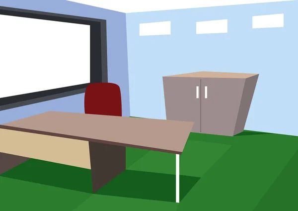 Intérieur Bureau Avec Table Chaises — Image vectorielle
