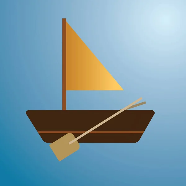 Icona Barca Stile Piatto Isolato Sfondo Blu Vettoriale Illustrazione — Vettoriale Stock