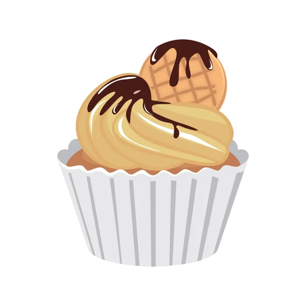 Cupcake Vetorial Com Chocolate — Vetor de Stock