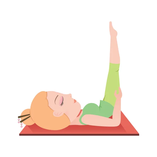 Fille Pratiquant Yoga Illustration Vecrtor Couleur — Image vectorielle
