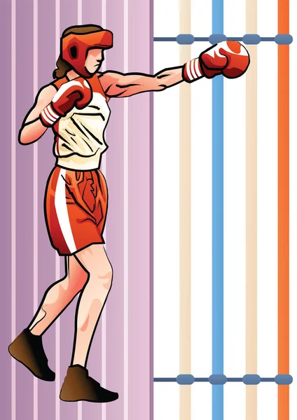 Illustration Vectorielle Une Femme Dessin Animé Avec Gants Boxe — Image vectorielle