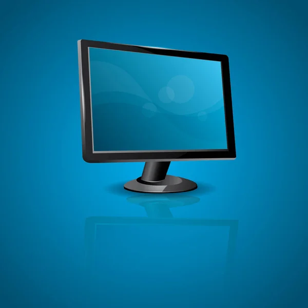 Computermonitor Met Blanco Scherm Blauwe Achtergrond — Stockvector
